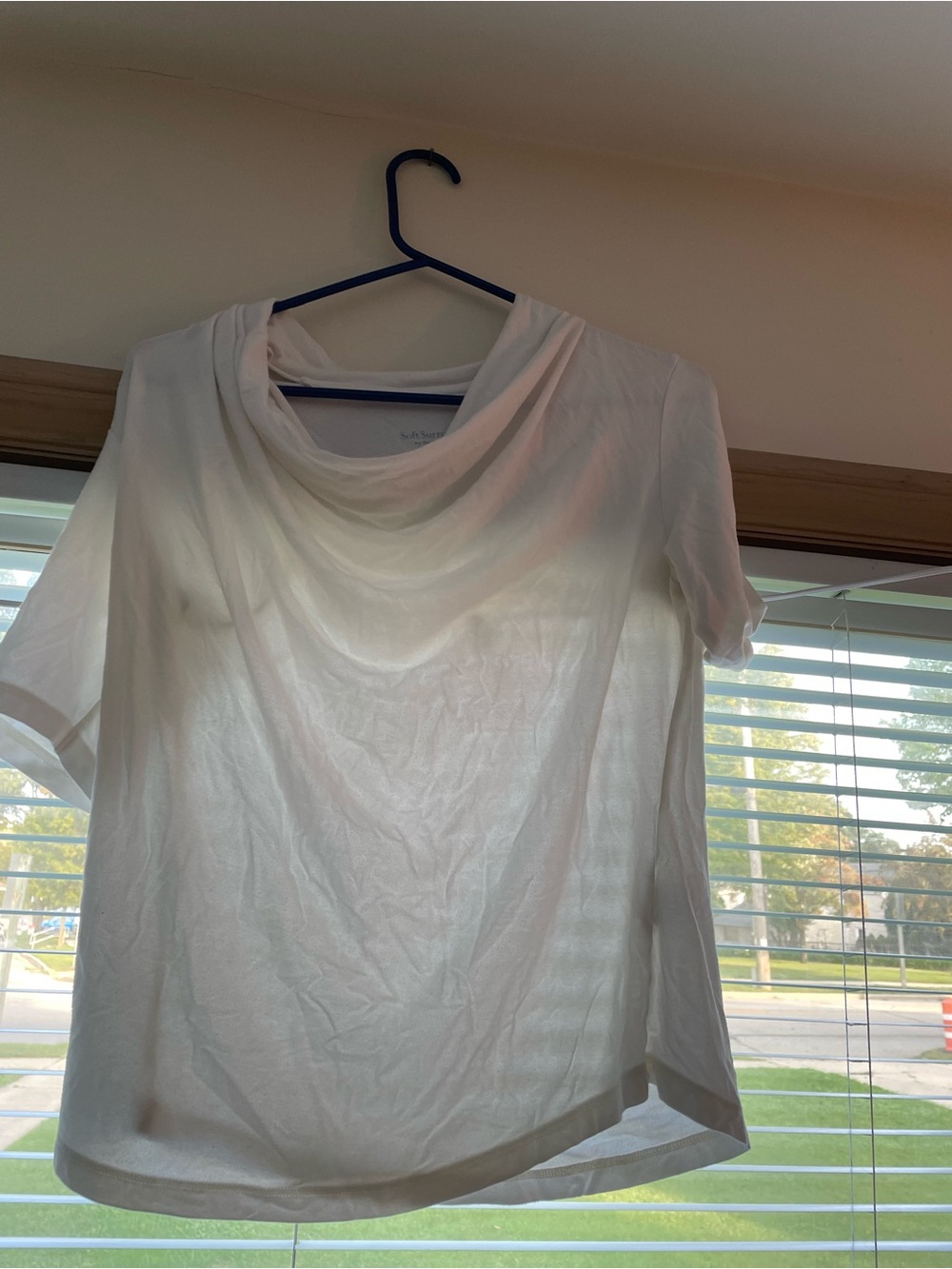 Soft Surroundings White Cowl-Neck Short Sleeve Sweater